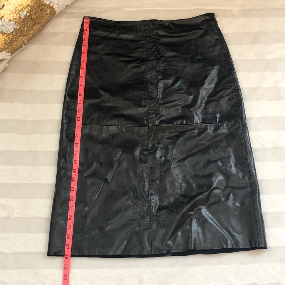 GAP Genuine Leather Black A-line Skirt
